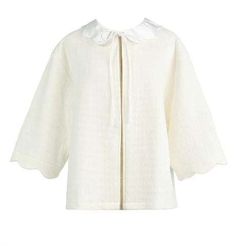 Vivian Cotton Bed Jacket- White