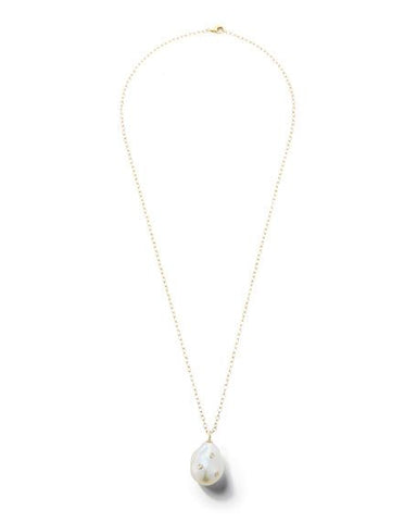 Mizuki baroque pearl and diamond necklace. Polished 14-karat yellow gold hardware. Naturally hued freshwater cultured pearl. Round white diamond accents. 0.09 total diamond carat weight. Adjustable; lobster clasp. Approx. 22"L. Made in USA.