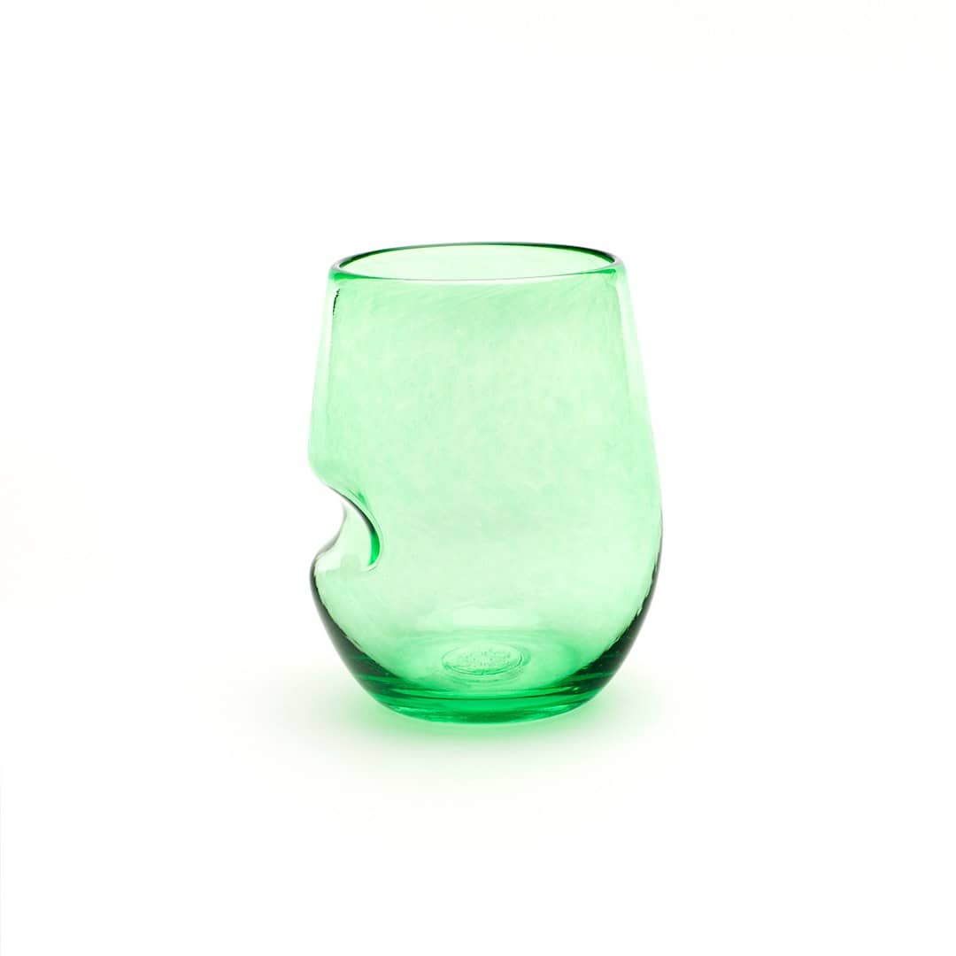 Saban Glass Stemless Sheer Wine Thumby - Beryl Green