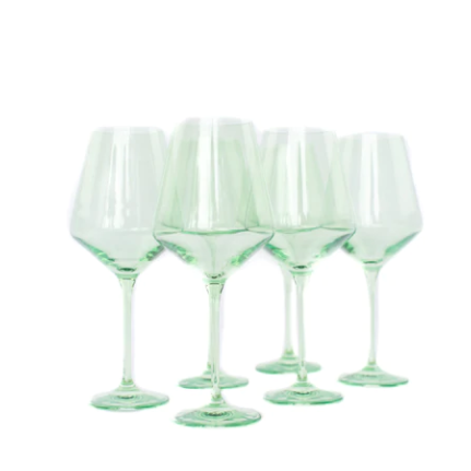 Estelle Colored Glass Stemmed Wine Glass (Set of 6)