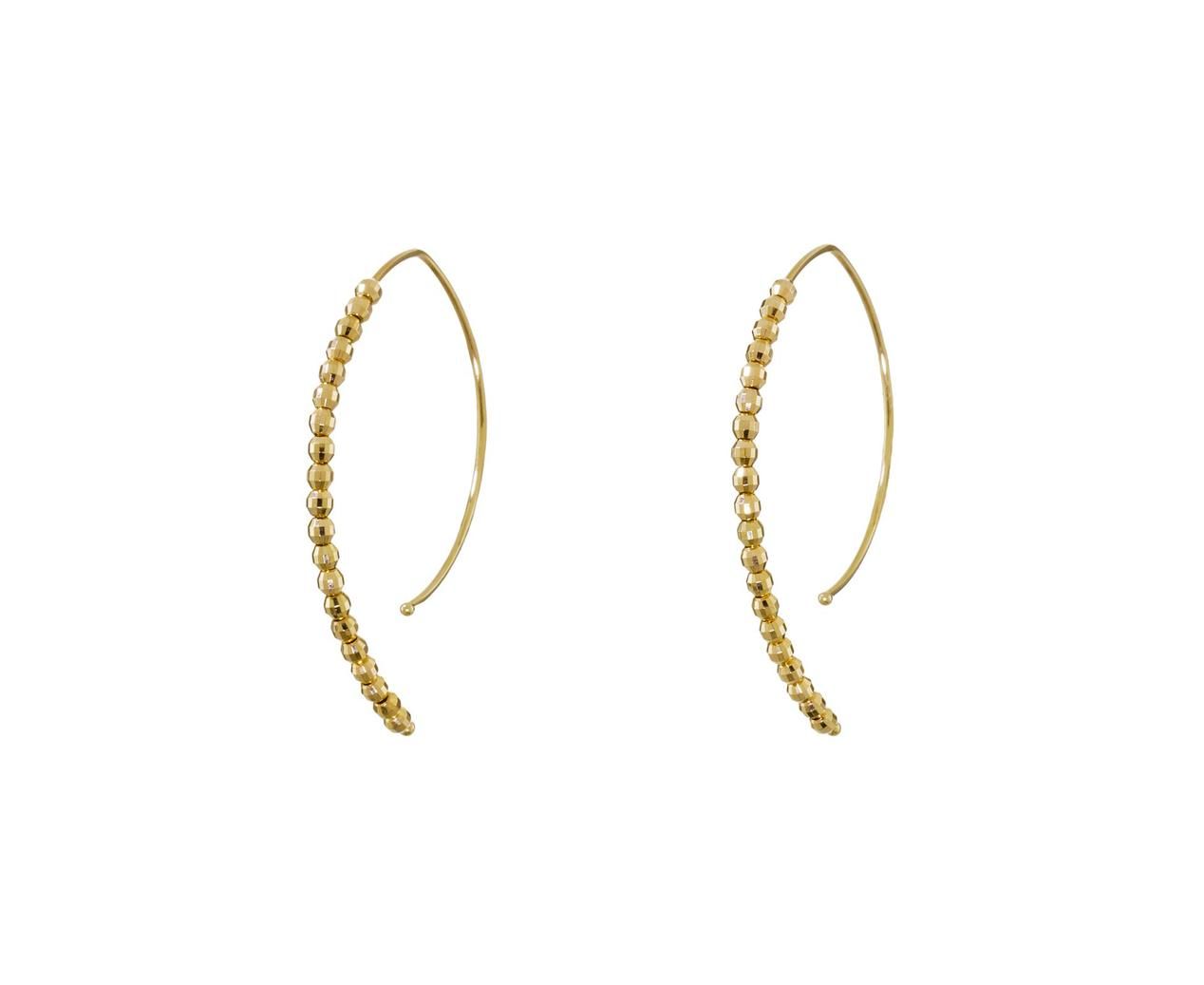 Gold Bead Open Marquise Hoops