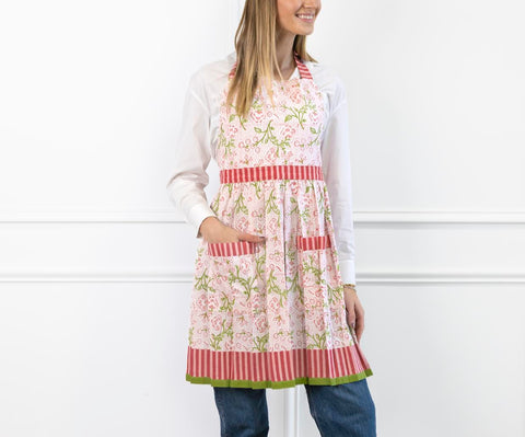 Floral & Berries Pink and Green Apron