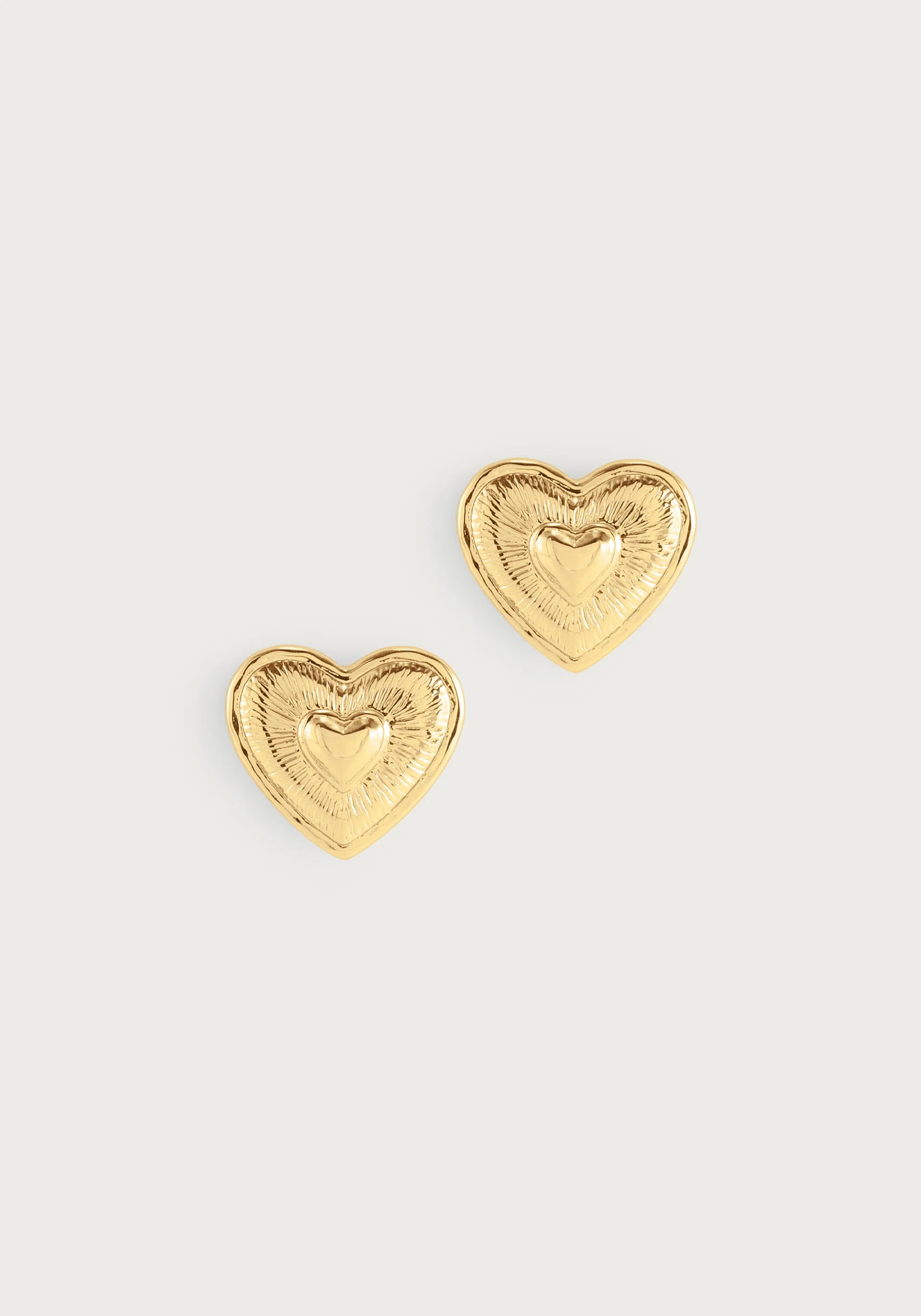 Heart Radiant Gold Stud Earrings