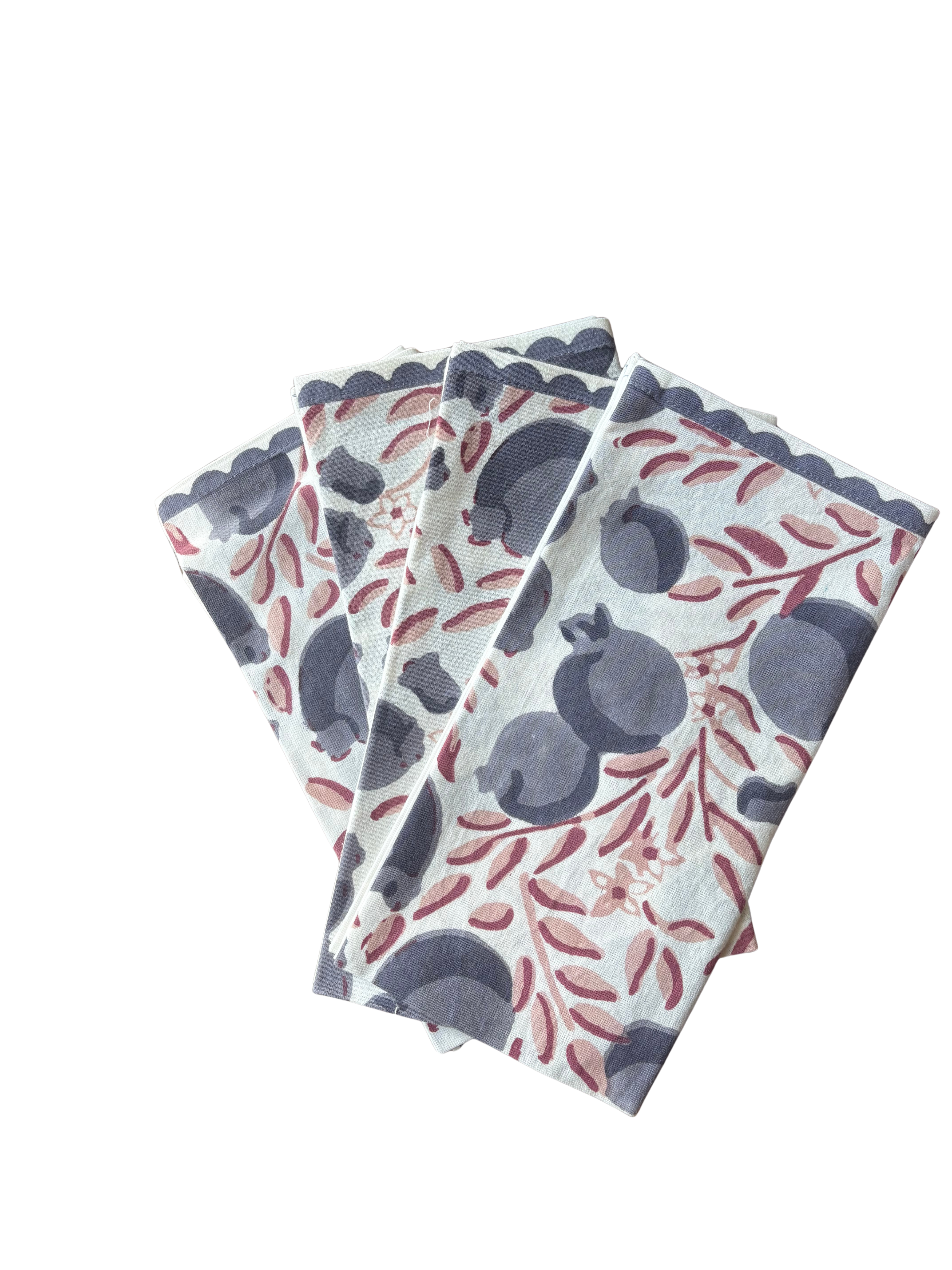Vine Denim & Plum Napkins-Set of 4
