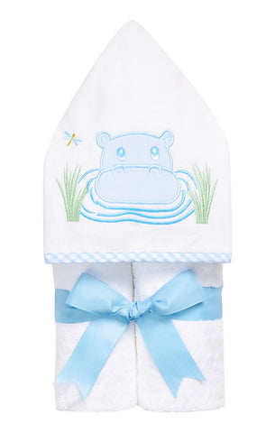3 Marthas Hippo Everykid Towel-Blue