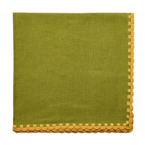 Juliet Embroidered Napkin-Avocado/Gold, Set of Four