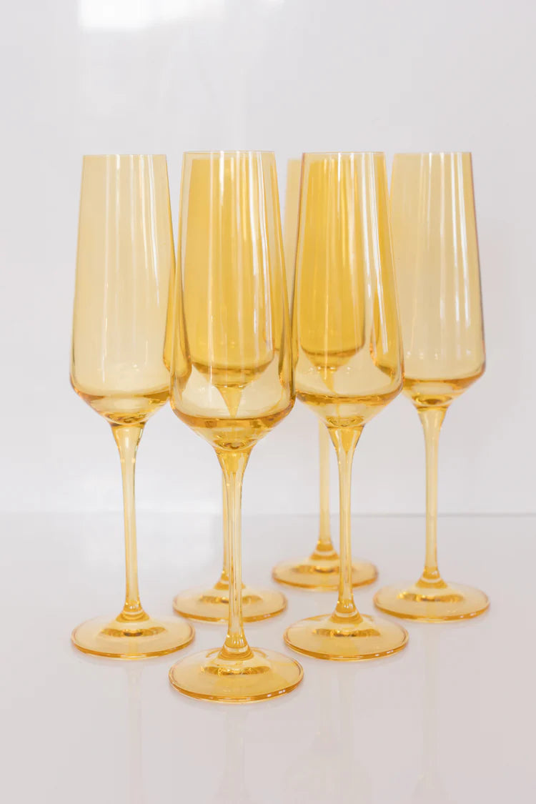 Yellow Champagne Flutes-Set of Six