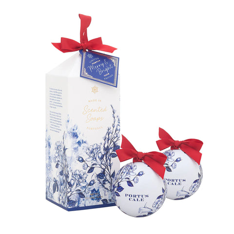 Portus Cale Gold & Blue Christmas Baubles Soap Set