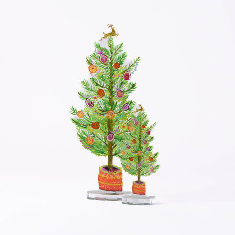Fig and Orange Tree | 0.25in. Acrylic Floral: SM / Pine Pattern SM Stand