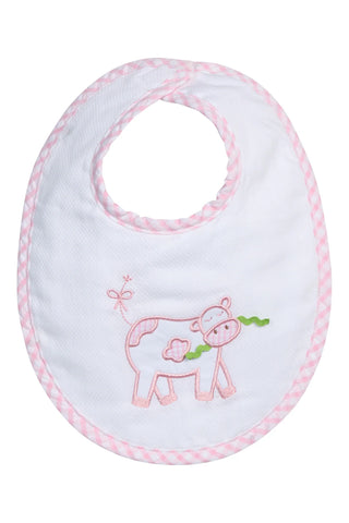 3 Marthas Cow Applique Basic Bib-Pink