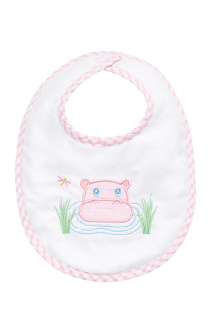 3 Marthas Hippo Applique Basic Bib-Pink
