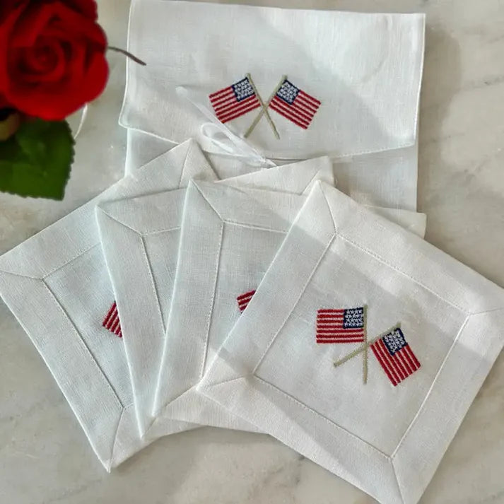 American Flags Cocktail Napkin Set of 4