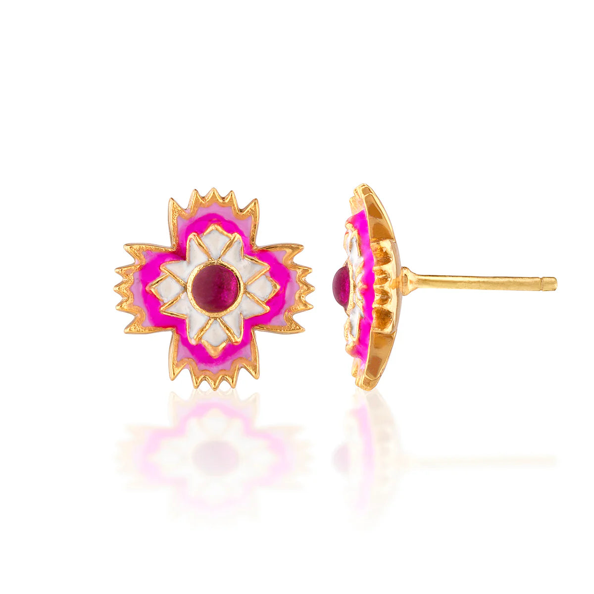 Dianthus Stud Earrings Pink