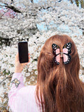 Hand-painted Monarch Butterfly Claw Hair Clip | Eco-Friendly: Pink