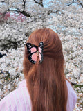 Hand-painted Monarch Butterfly Claw Hair Clip | Eco-Friendly: Pink