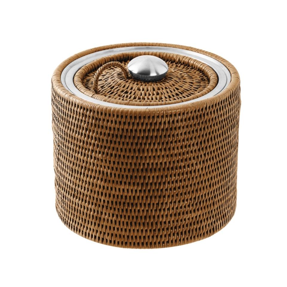 Radici Ice Bucket with Lid - Rattan Honey Brown