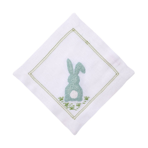 Cottontail Embroidered Cocktail Napkin-Blue-Set of 4