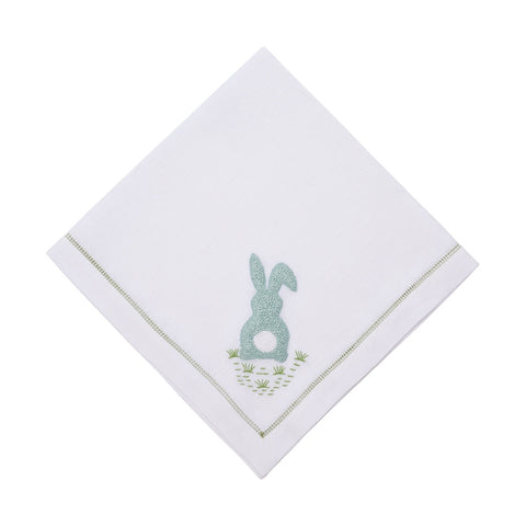 22" Cottontail Embroidered Napkin-Blue-Set of 4