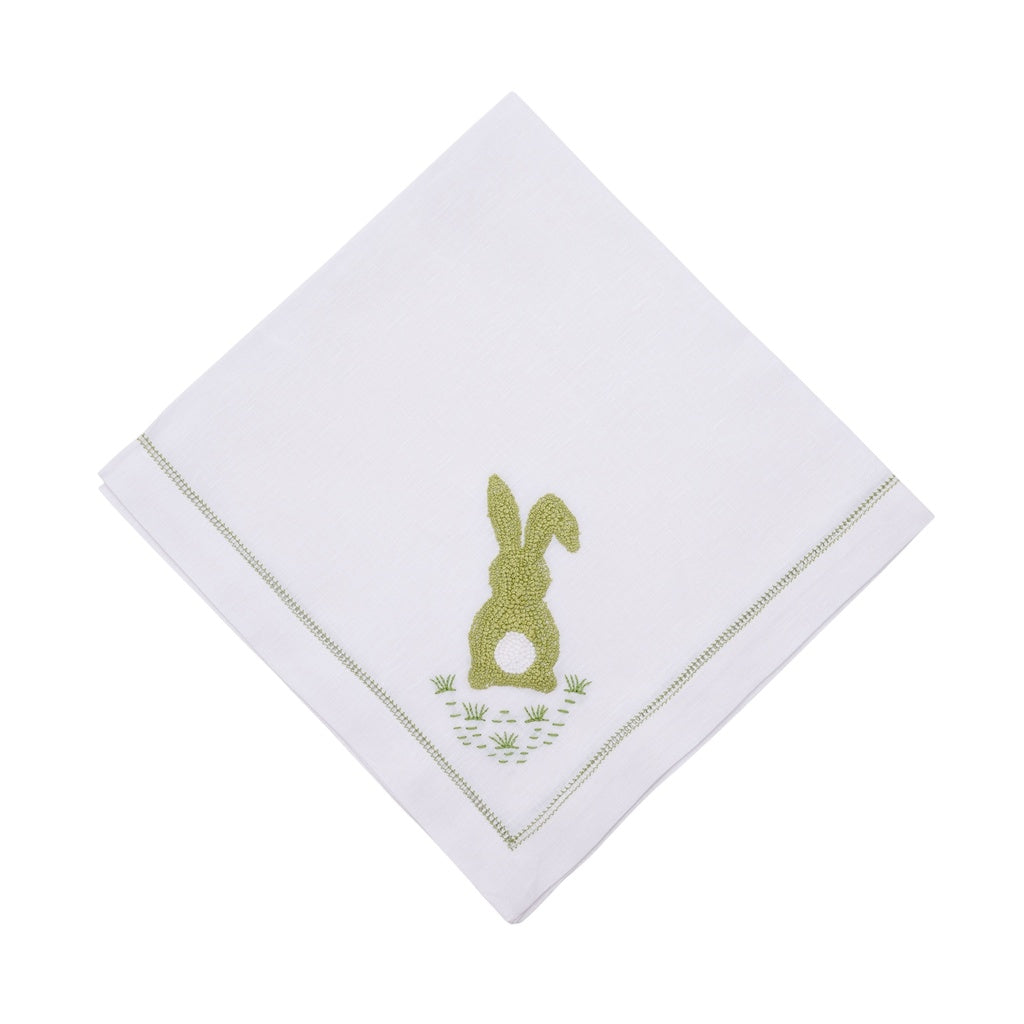 22" Cottontail Embroidered Napkin-Green-Set of 4
