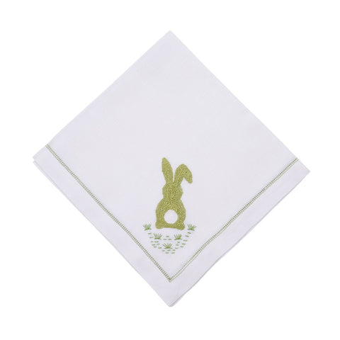 22" Cottontail Embroidered Napkin-Green-Set of 4