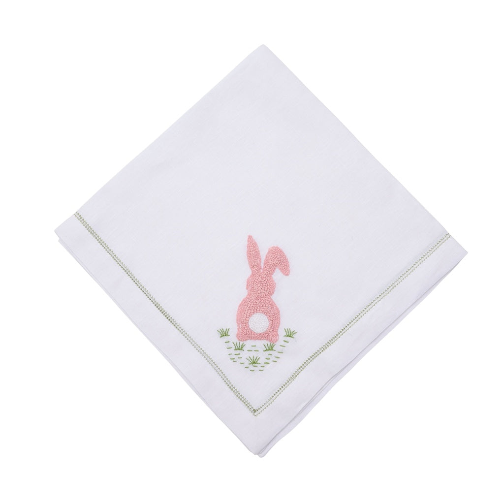 22" Cottontail Embroidered Napkin-Pink-Set of 4