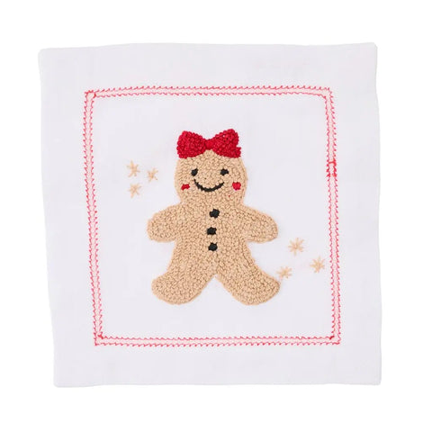 Gingerbread Girl Embroidered Cocktail Napkin-Set of 4