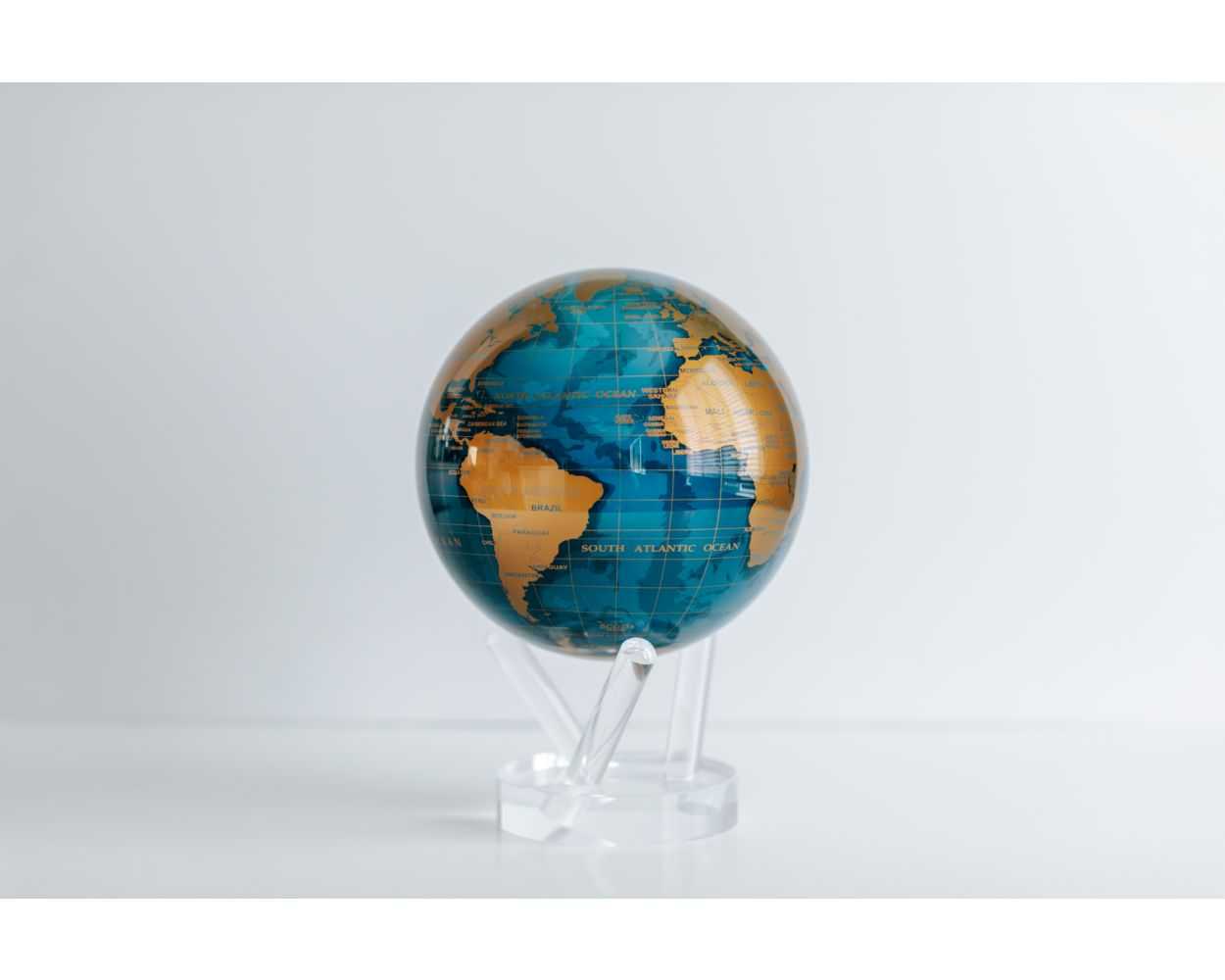 6" Gold Terrestrial & Dark Blue Ocean Mova Globe