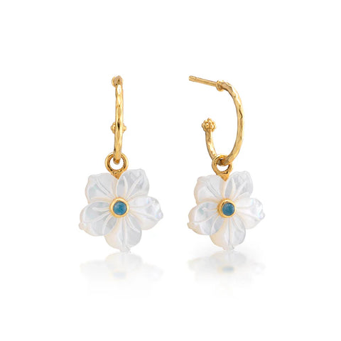 Hoop Earrings with Flower Charm - MOP