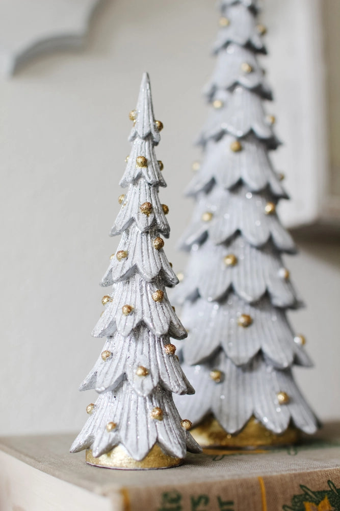 Tabletop Christmas Tree (Silver/White), 7.25 inch