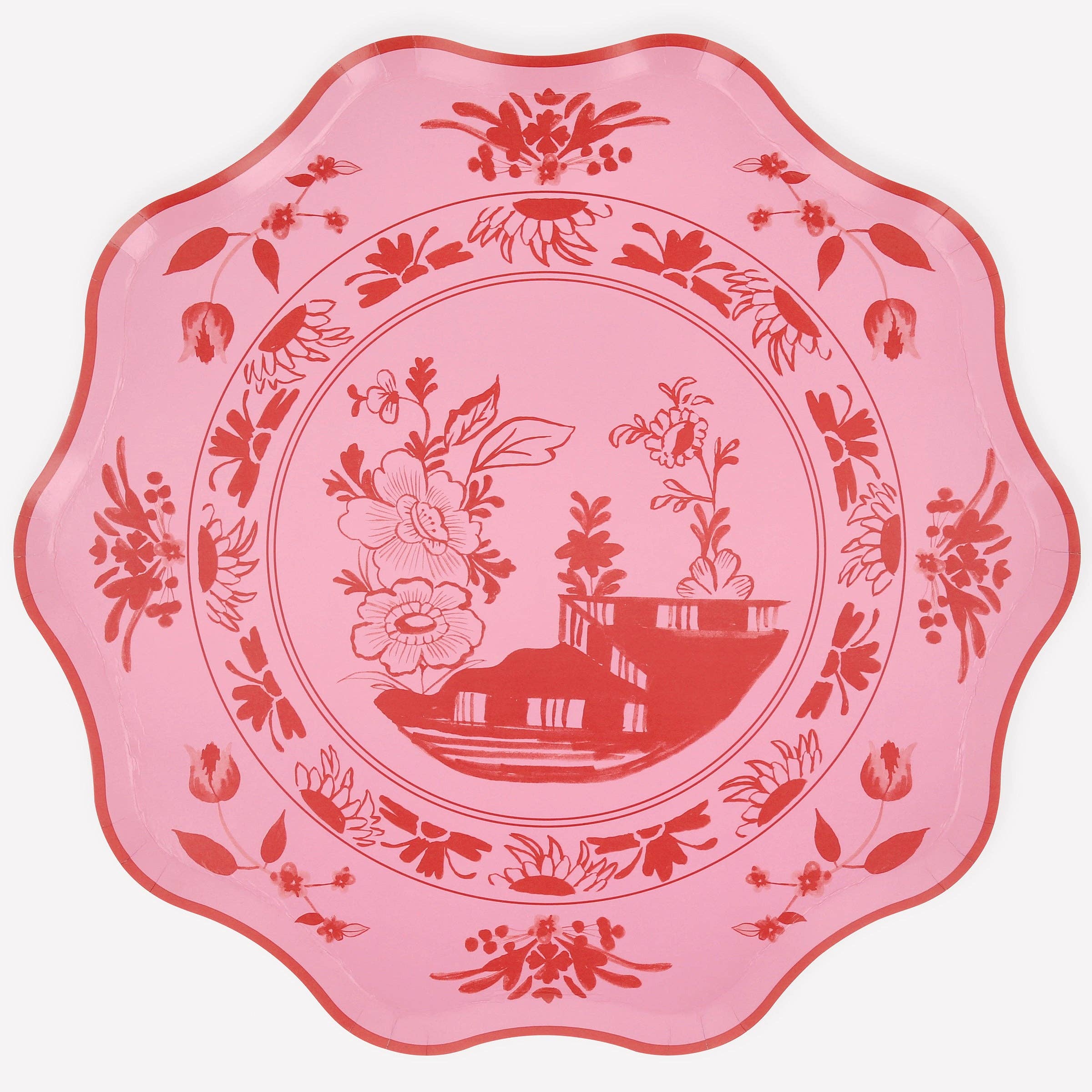 Pink Vintage Botanical Paper Dinner Plates