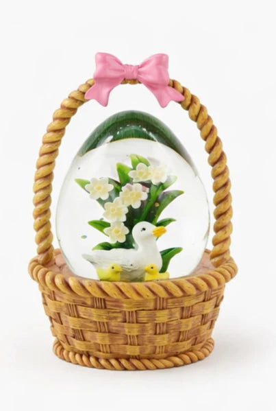 Little Ducks in Basket Water Globe