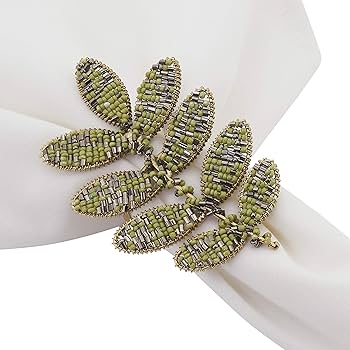 Beaded Leaf Napkin Rings-Set of 4
