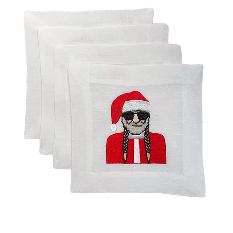 Santa Willie Set of Four Cocktail Napkins