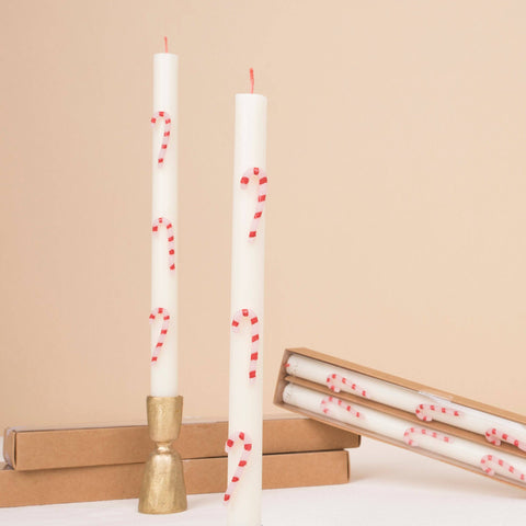 Candy Cane Table Candles-Set of 2