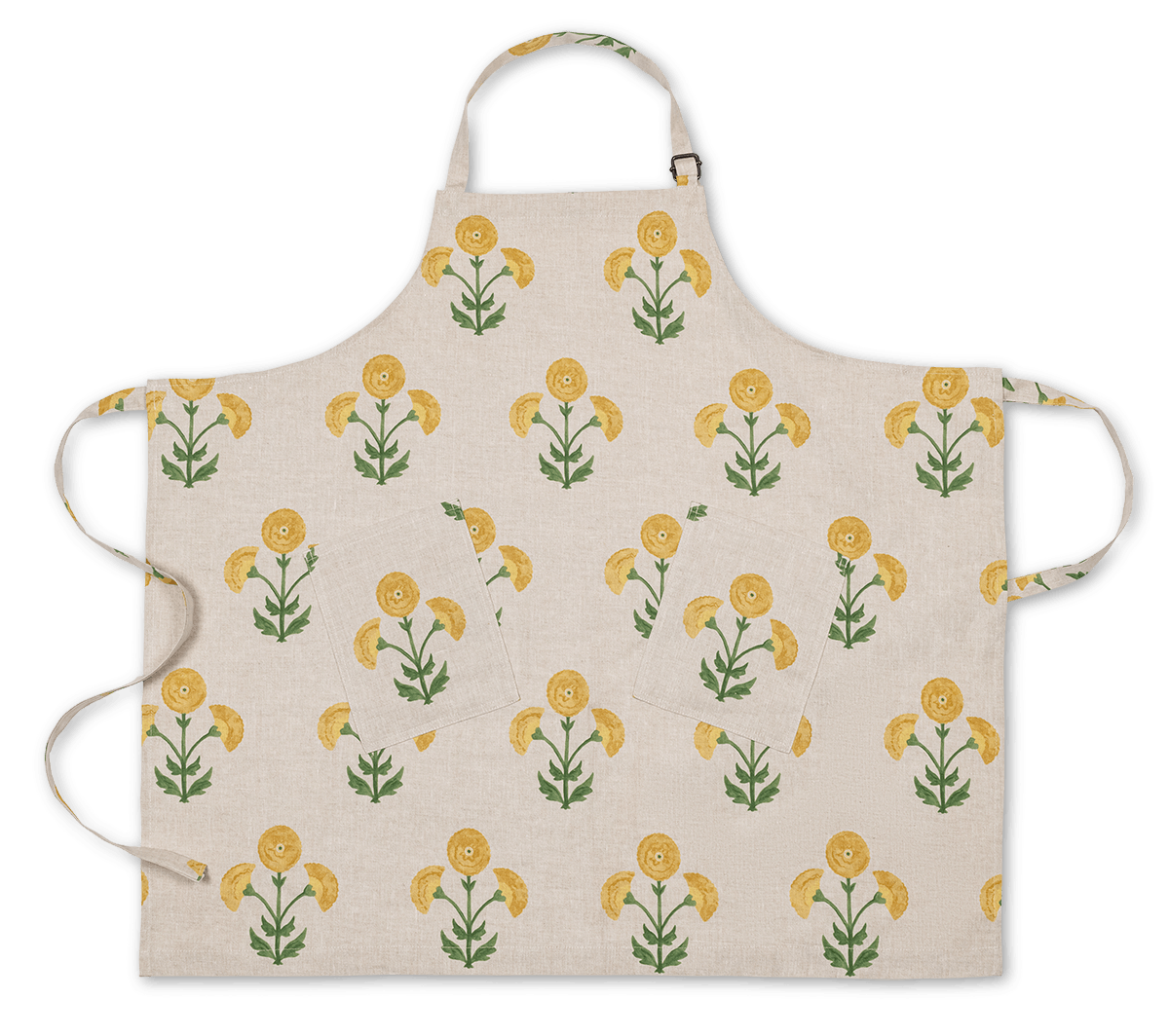 Linen Apron- Gisele Marigold Natural