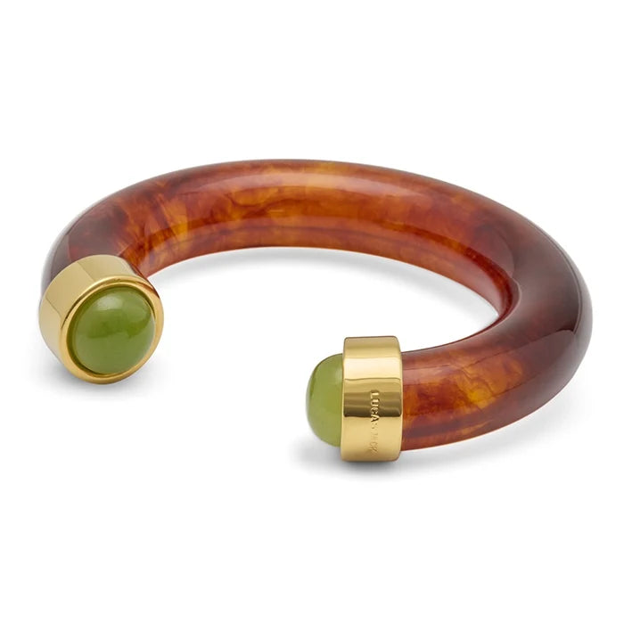 Tortoise Shell Resin with Lime Green Quartz Cuff