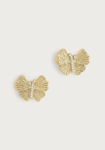 Butterfly Stud Gold Earrings