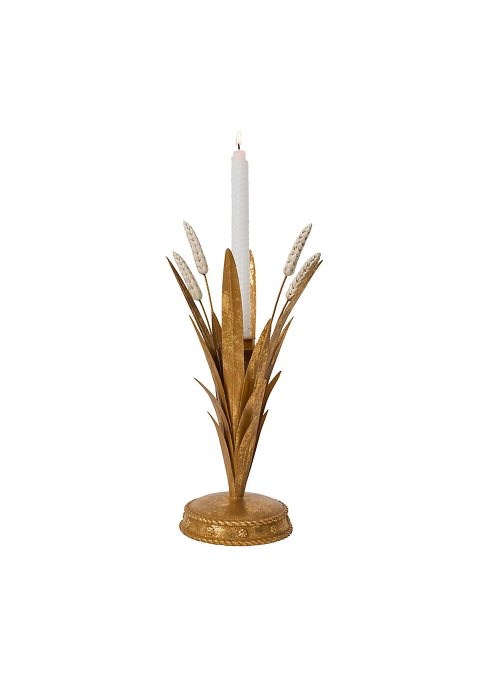 Forest Walk Wheat 13" Candlestick - Gold