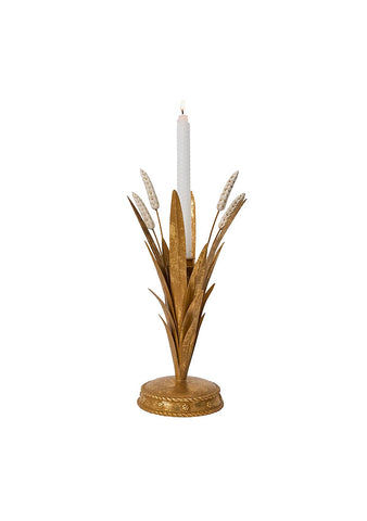 Forest Walk Wheat 13" Candlestick - Gold