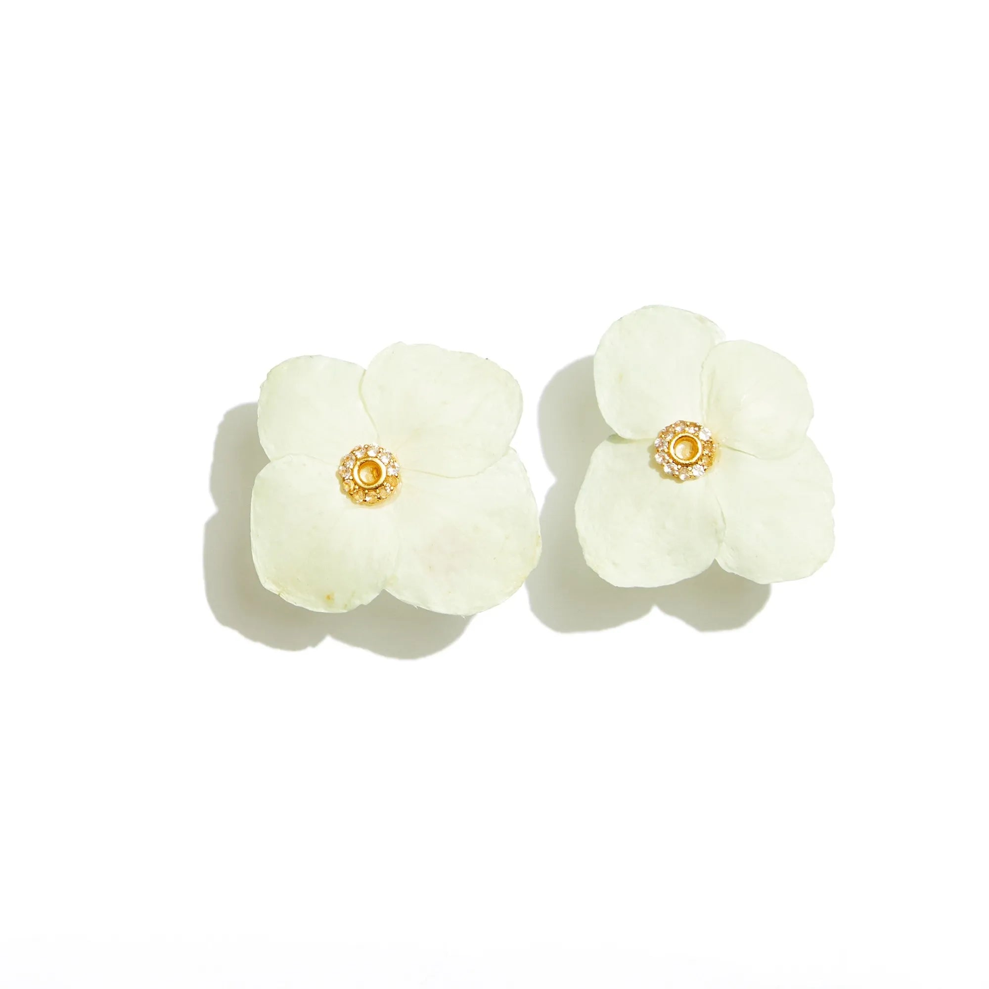 Hydrangea Clip On Earrings-White