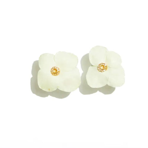 Hydrangea Diamond Stud Clip On Earrings