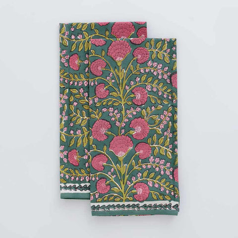 Cactus Flower Jade Tea Towel- Set of 2