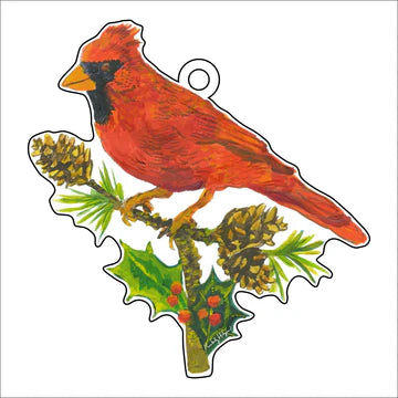Cardinal With Pine Cones Ornament
