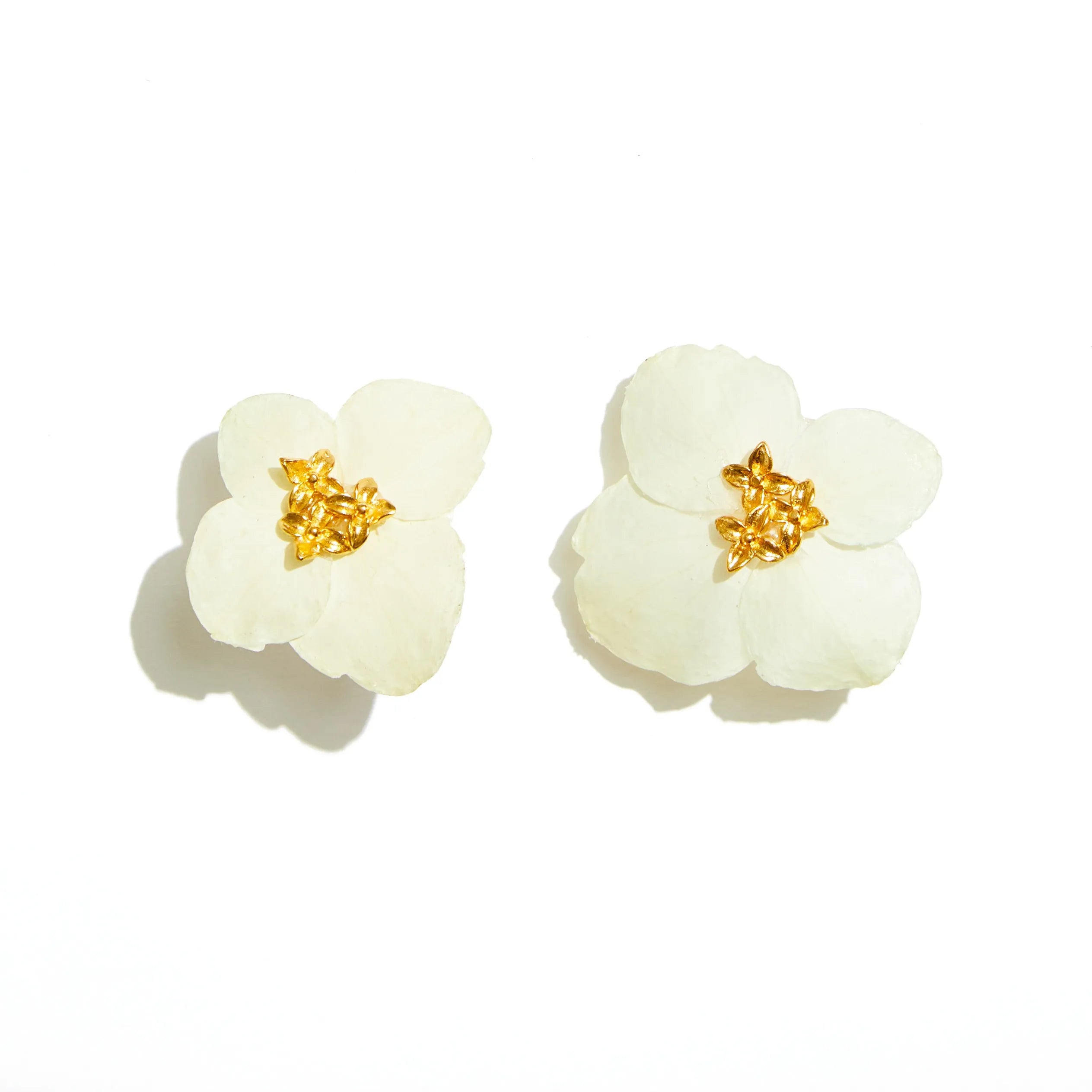 Hydrangea Earrings, Pierced-White