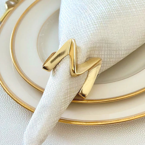 Gold Crown Set of 4 Napkin Rings