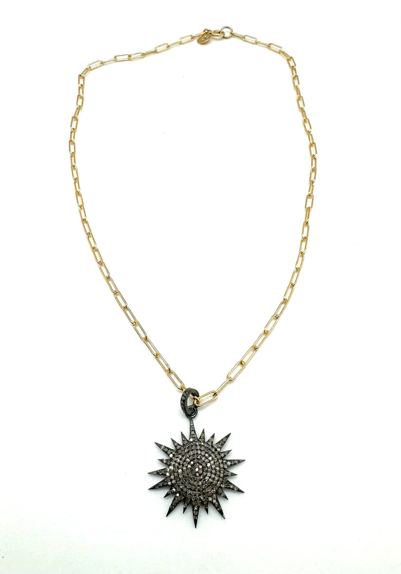 Diamond Starburst Necklace - Oxidized