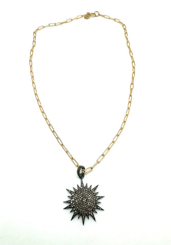 Diamond Starburst Necklace - Oxidized