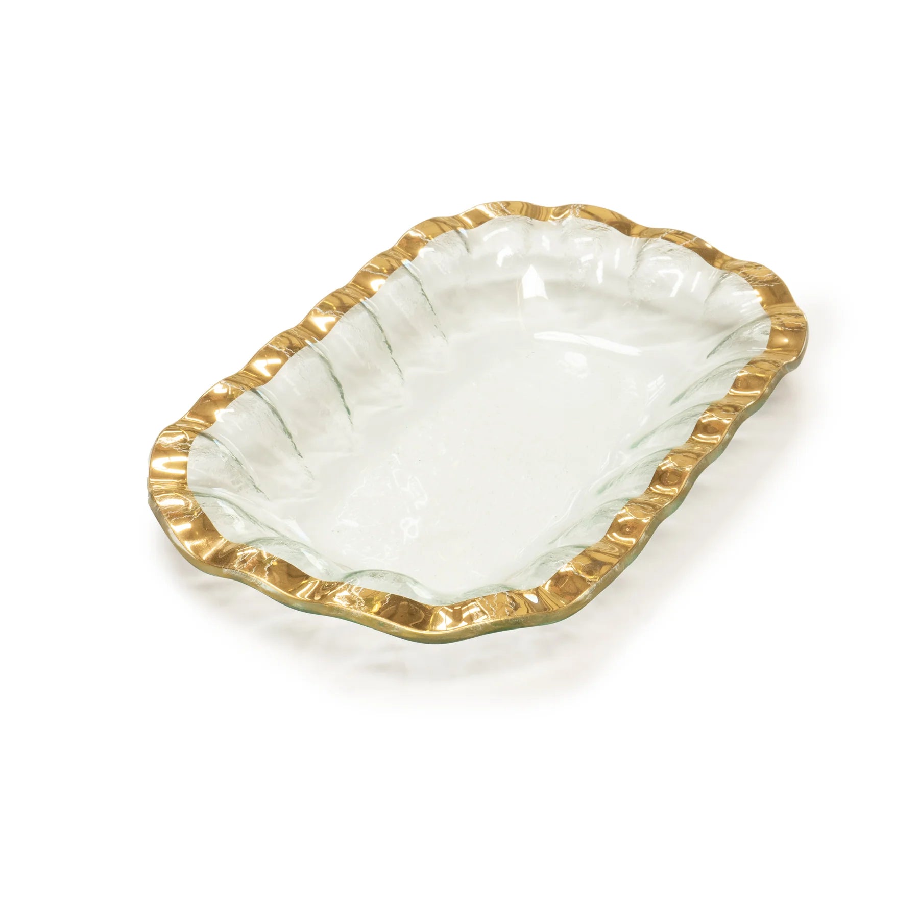 Ruffle Rectangluar Bowl, Gold