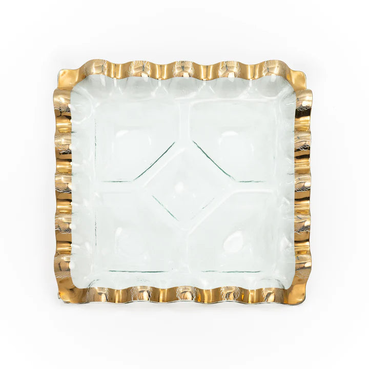 Ruffle Gold Square Chip and Dip