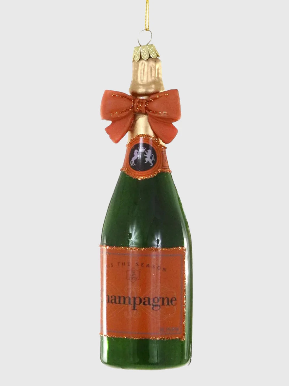 Champagne With Bow Orange Ornament